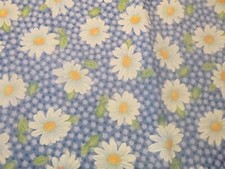 Large White Daisies on Blue Cotton Fabric 44" Wide x 36" long 