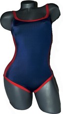 NWT MARC JACOBS S swimsuit zipper back 151 blue red tank maillot One-piece