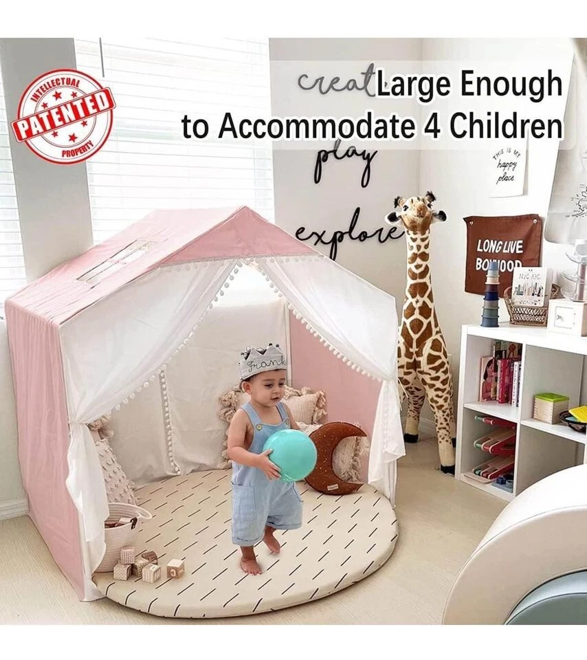 Tienda grande rosa para niños con pompón Foto 2 de 4