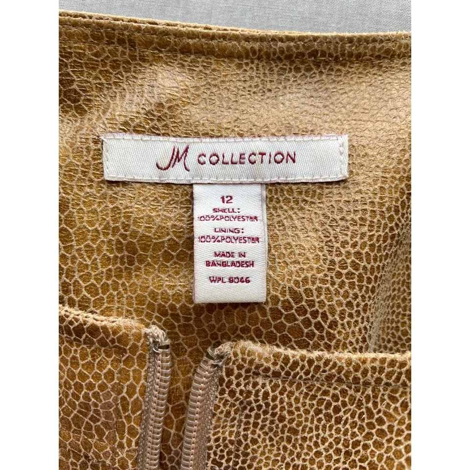 Chaqueta texturizada sintética con estampado de serpiente artística con cremallera tostada talla 12 JM Collection para mujer Foto 4 de 4