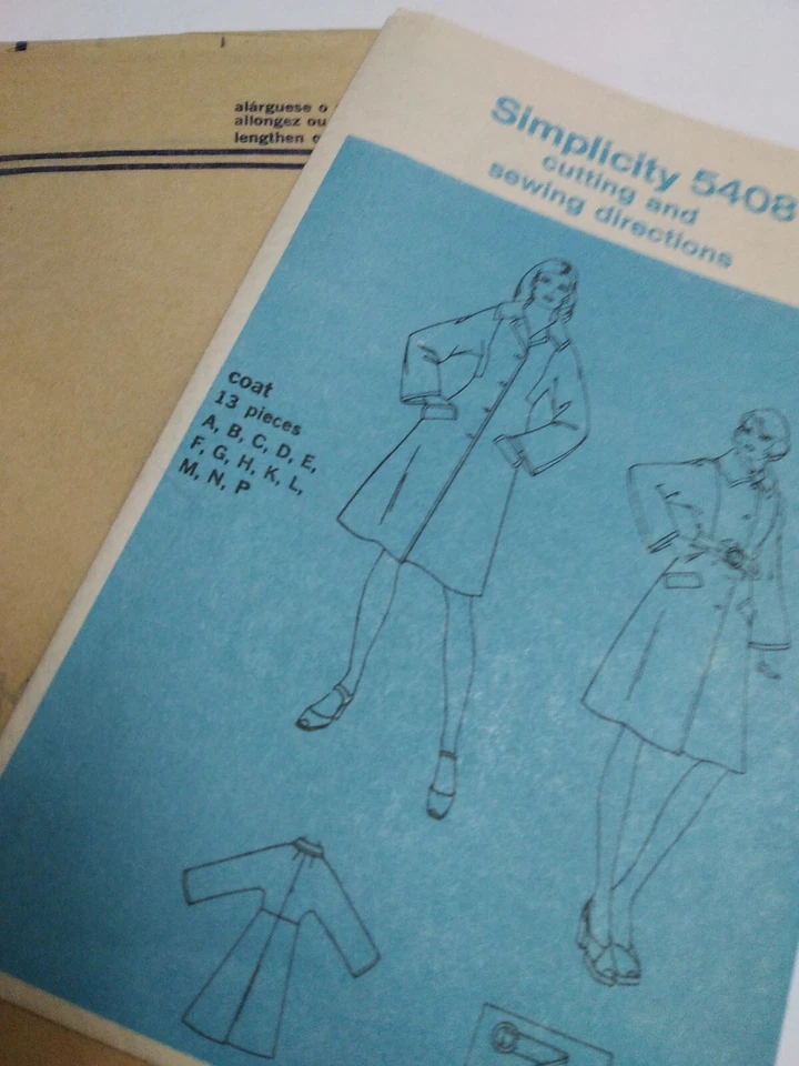 Dress Trench Coat 12 Simplicity 5408 Sewing Pattern UC FF VTG 70s Belted Dressy - Image 4 of 4