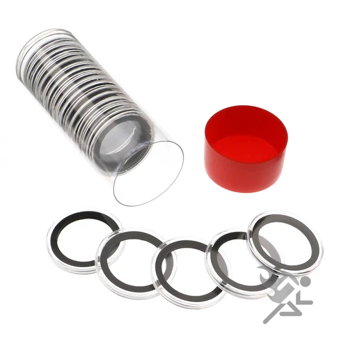1oz Gold Eagle Coin Holders, Red Capsule Tube & 20 Air-Tite 32mm Black Rings