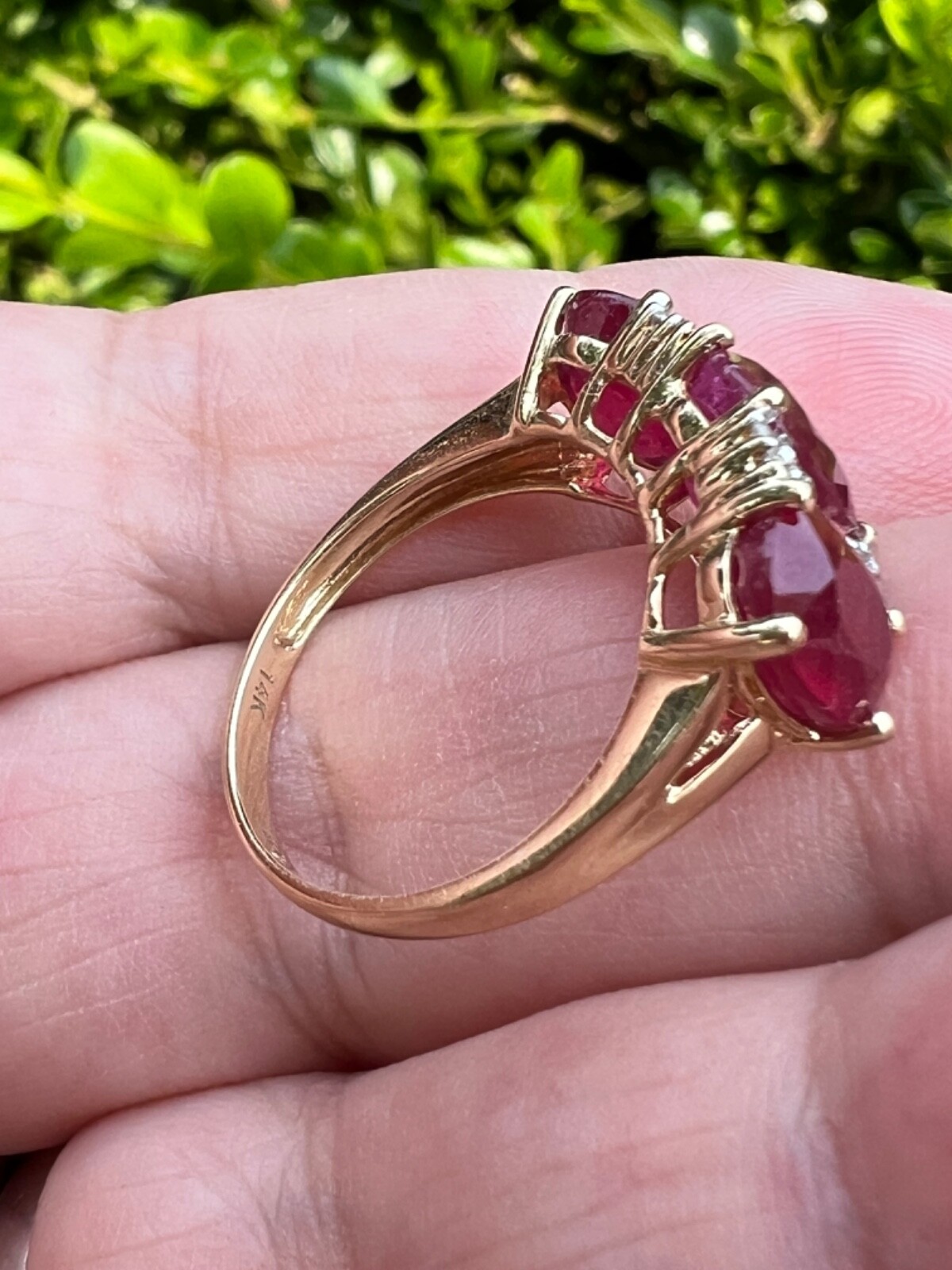 14K GOLD TRILOGY “PAST PRESENT FUTURE “ RUBY DIAM… - image 9