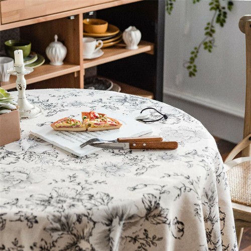 Round Tablecloth with Tassels for Dining Kitchen Table Cloth Cover Christmas - Picture 3 of 19