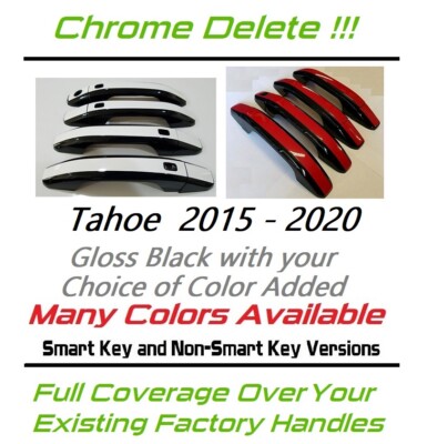 Custom Black OR Color Door Handle Overlays 2015-2020 Chevy Tahoe YOU PICK CLR