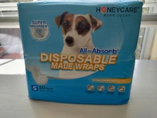ALL-ABSORB DISPOSABLE MALE WRAPS SUPER ABSORBENT 50 DIAPERS SIZE SMALL