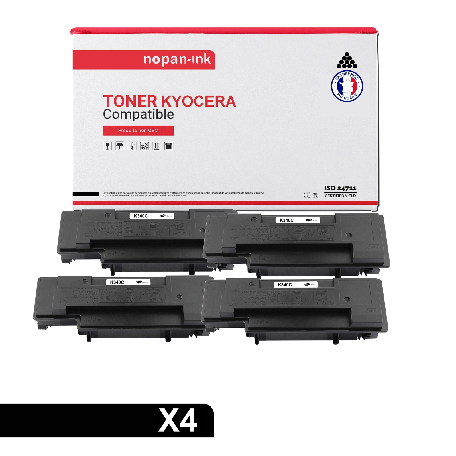 Toner KYOCERA TK340 Noir compatible x4 recharges pour imprimante laser de secrétariat