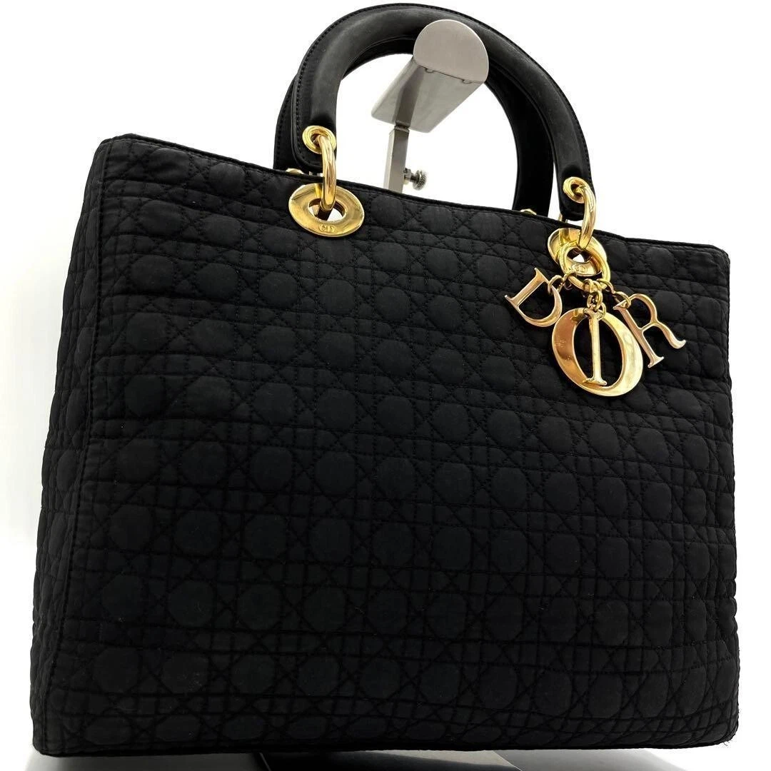 Christian Dior Lady Dior Cannage Hand Bag Purse Nylon Vintage