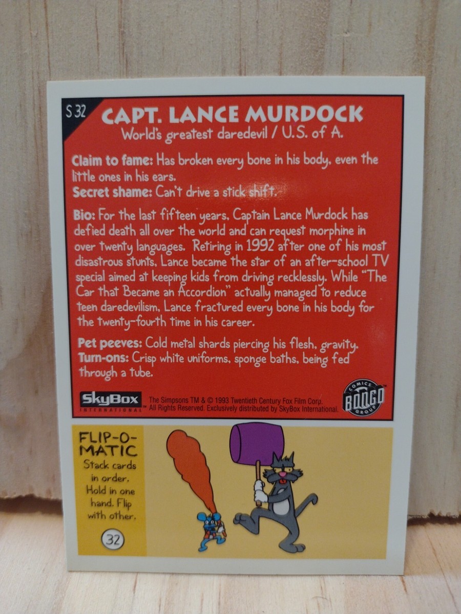 1993; SKYBOX THE SIMPSONS: #S32 Capt. Lance Murdock Q1 | eBay