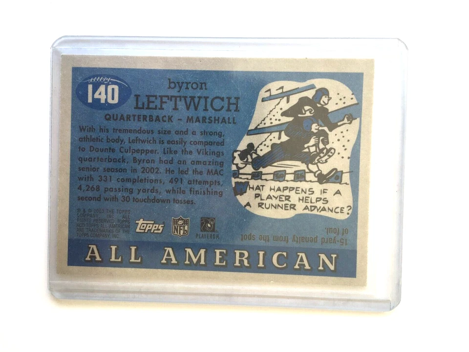 Byron Leftwich 2003 Topps All American #140 RC Jaguars Buccaneers Marshall - Image 2 of 2