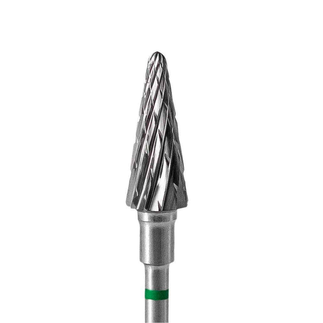 Staleks Carbide nail drill bit, “cone” green, head diameter 6 mm / working part