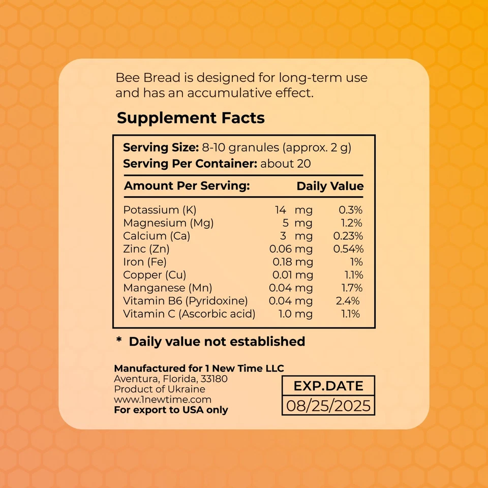 蜜蜂面包 4.3 盎司/120 克纯发酵蜂花粉,有机补充剂,生 Perga — 第 4/4 张图片