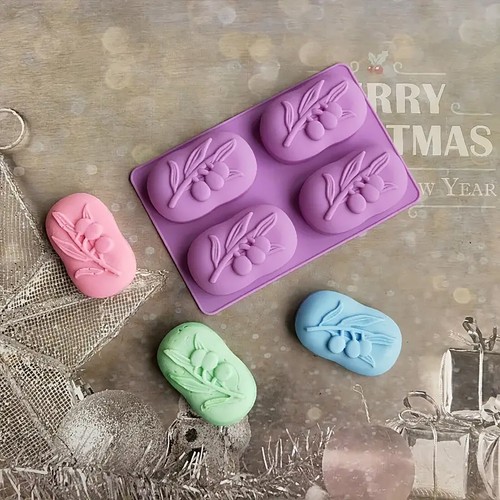 4 Cavity Craft Tools Olive Tree Shape Silicone Mould Handmade Cake Soap Mold AU - Picture 9 of 12