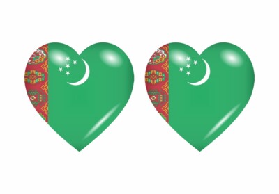 2x Sticker aufkleber Flaggen flagge fahne herzen TM turkmenistan