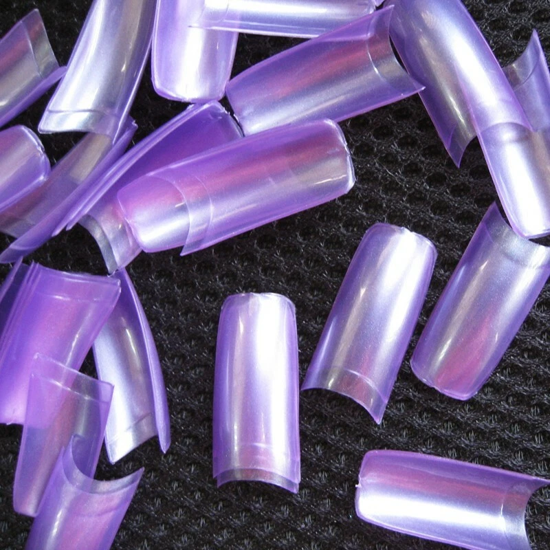 20pc / 100pc Set PEARL Shimmer Coloured FALSE NAIL TIPS Fake Half Moon Acrylic  - Image 3 of 4