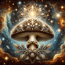 Celestial Mycelium - Cosmic Mushroom 3x3" Waterproof Vinyl Decal - Free Shipping