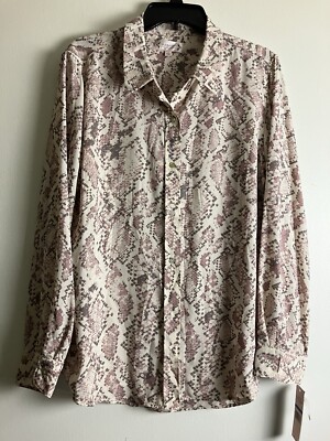 Nanette Lepore Button Down Blouse Pale Print Multi Print SZ 16 NWT