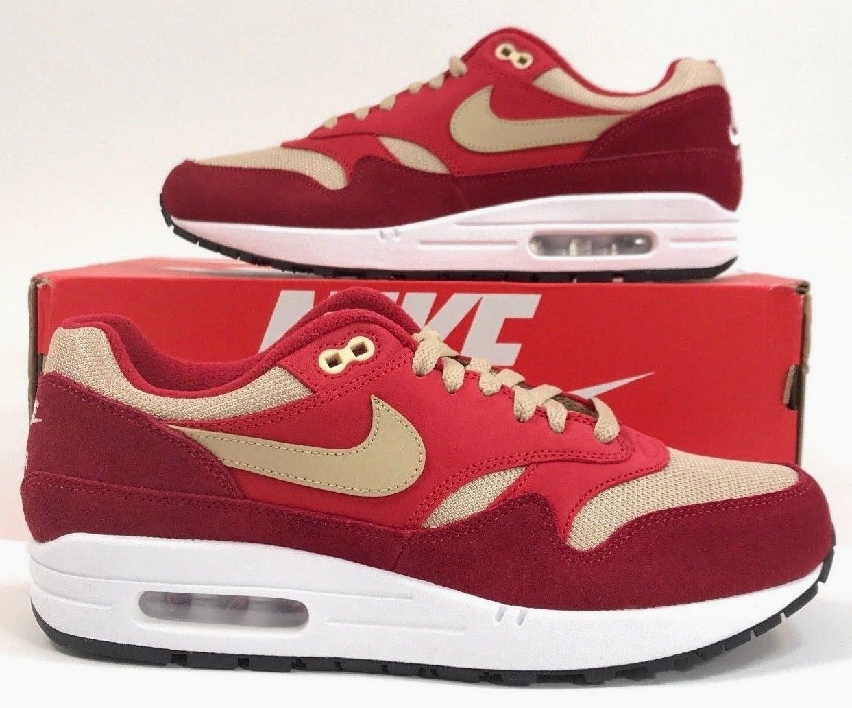 Mens Nike Atmos Air Max 1 Premium Curry Tough Red Rush Red Pale 908366-600 sz 15 Mens Nike Atmos Air Max 1 Premium Curry Tough Red Rush Red Pale 908366-600 sz 15