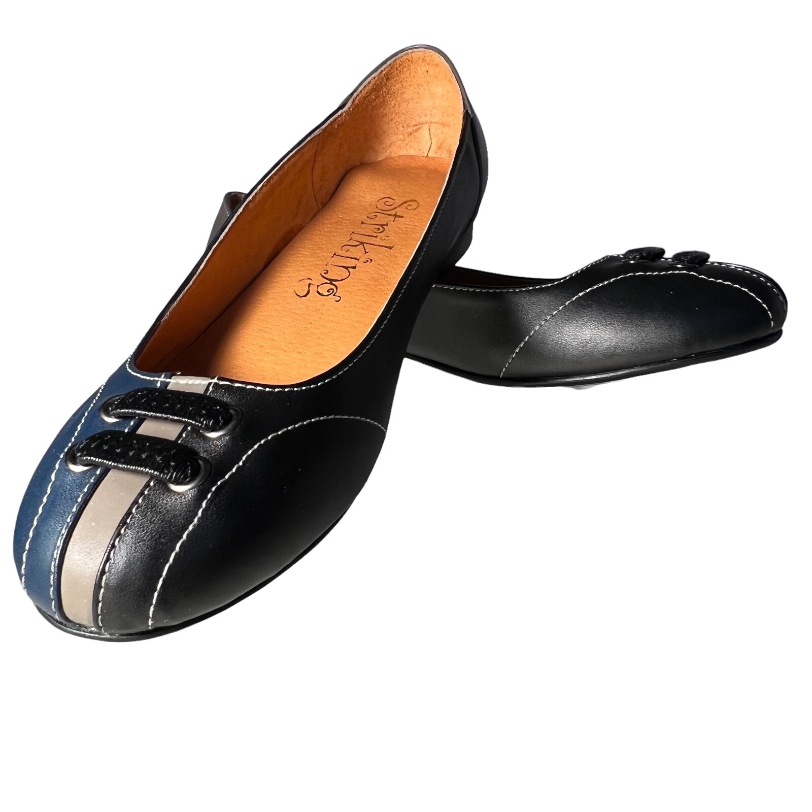 Blue Gray Black Slip On Rare New Size 6.5