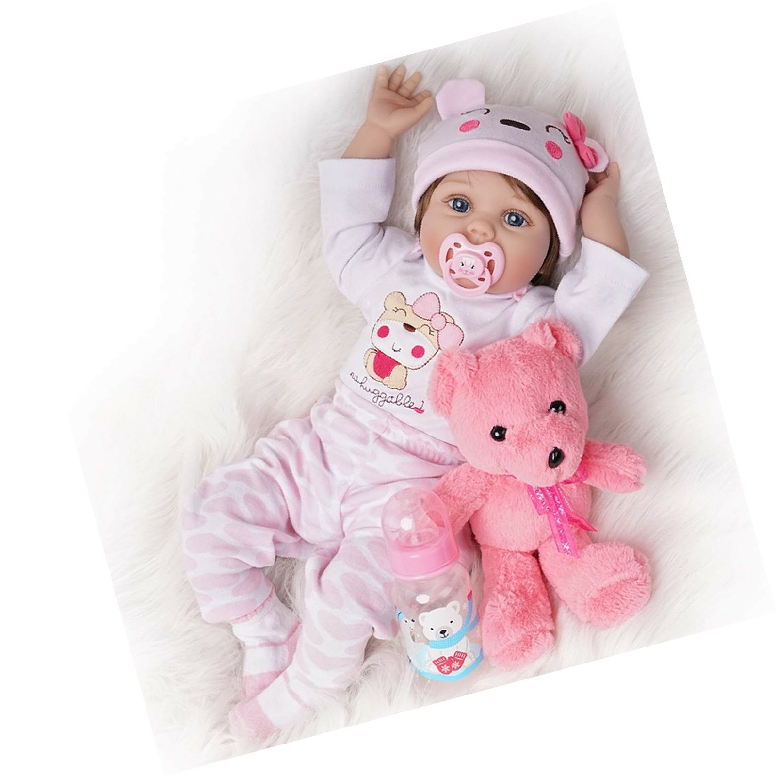 reborn baby dolls girl look real silicone pink outfit 22 inches