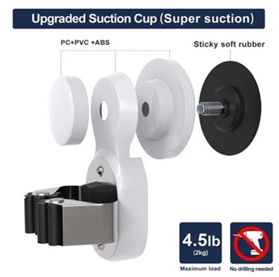 SUPPORTO DA MURO A VENTOSA PORTA SCOPE A GANCIO / MOLLA IN METALLO PORT. 2 Kg - Immagine 2 di 4