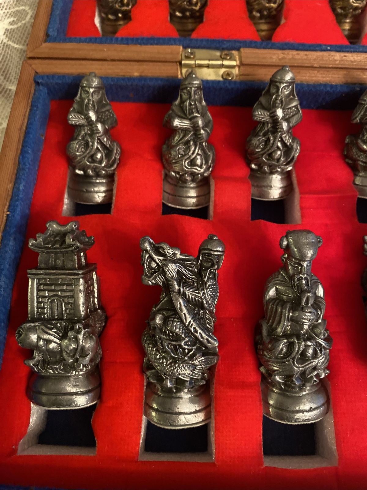 VINTAGE ASIAN/CHINESE HEAVY METAL BRONZE/PEWTER CHESS SET eBay