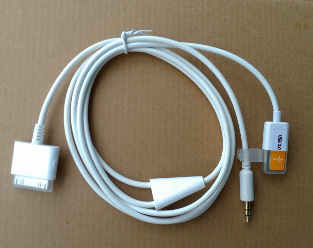 30pin Dock To Car AUX Audio USB Charger Cable for IPhone - Main Image