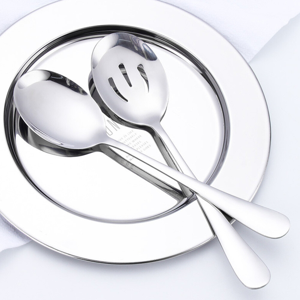 6pc Stainless Steel Buffet Serving Spoons Slotted Kitchen Utensil