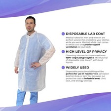 3XL. White Safety Disposable Lab Coats 1 Pack- Groomer/Salon/Protection