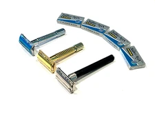 3 PCS MEN OLD FASHION VINTAGE CLASSIC SAFETY RAZORS + 20 RAZOR BLADES GIFT SET