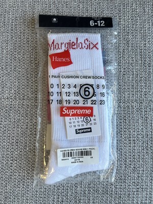 Supreme x Maison Margiela Hanes Crew Socks White EU 39-45