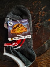 Jurassic World No-Show Little Boys Socks-Brand New 5 Pairs- Fits Size 7.5-3.5