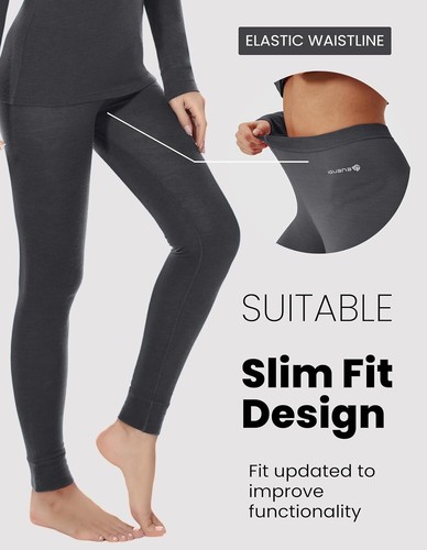 Mujeres 100% Lana Merino Capa Base Pantalones Invierno Ropa Interior Parte Inferior Larga Johns Regalo - Imagen 26 de 28