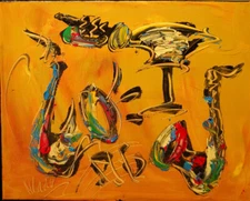 JAZZ BLUES   by  Mark Kazav  Large Abstract Modern Original Oil Painting RETn34