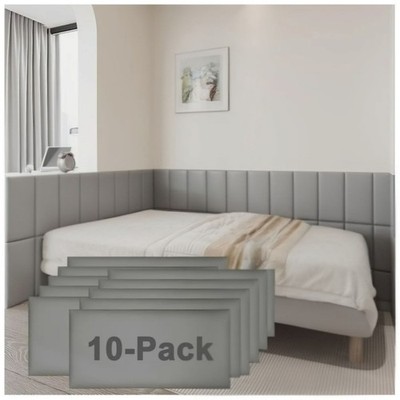 10-Pack Grey 3D Peel-And-Stick Anti-Collision Wall Padding Panels for Kids Rooms
