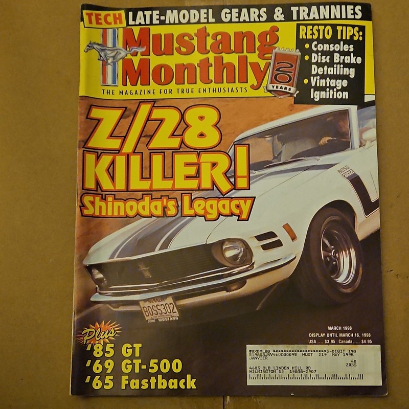 Mustang Monthly March 1998 Z/28 Killer! Shinoda's Legacy Illustrated English