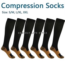 3-6 Pairs Graduated Compression Socks for Women Relief Tired Men 15-23 mmHg US