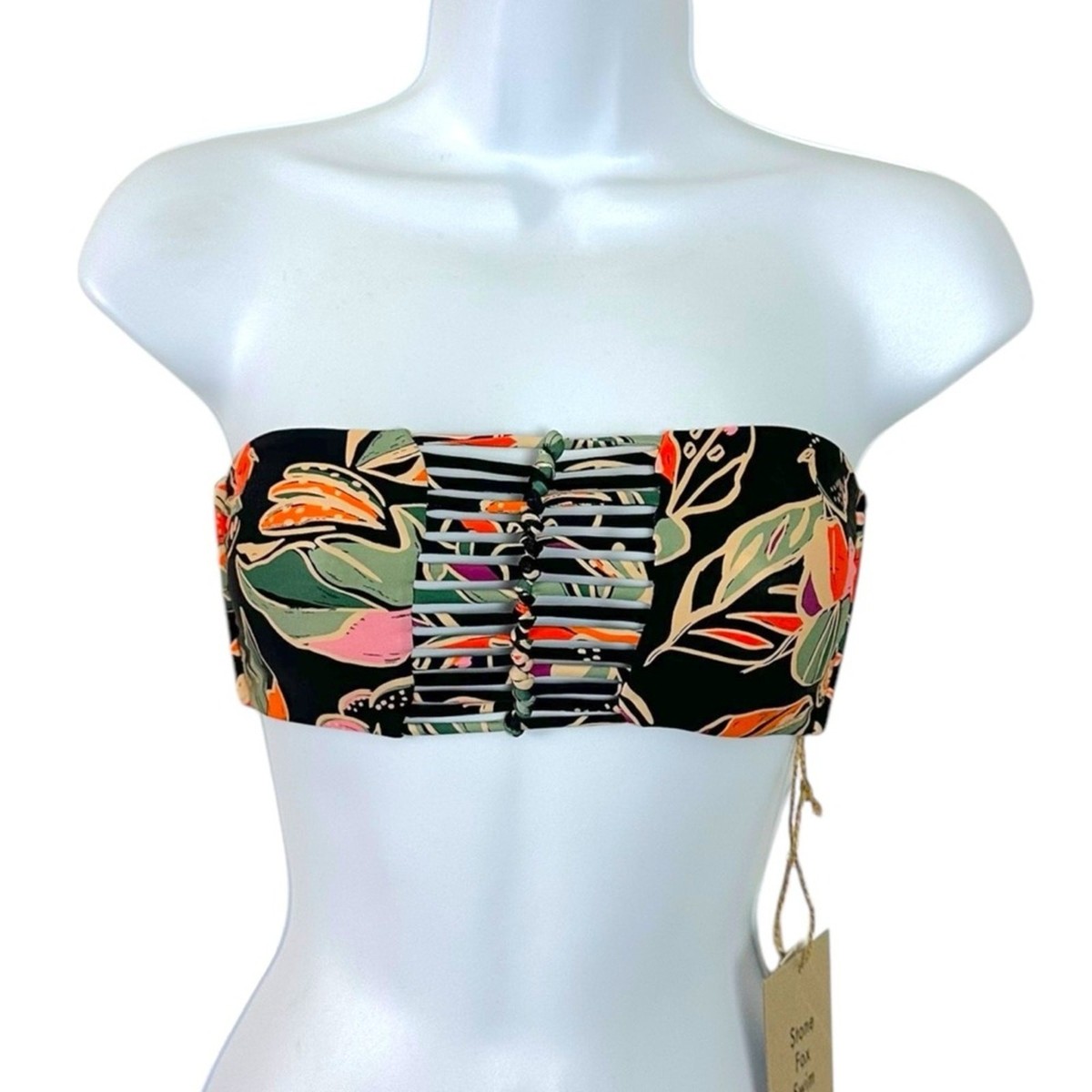 Free People Stone Fox swim bandeau top in rainbow jungle Stone Fox Swim Inez Bikini Bandeau Top in Rainbow Jungle NWT  main image 3