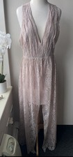 Alice + Olivia Julissa Lace Maxi Dress Sz 10 NWT Blush Pink Cutout Slit Gown
