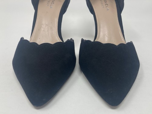 Carvela by Kurt Geiger size 5 (38) black faux suede & gold high heel courts - Picture 4 of 13