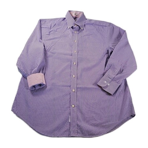 Peter Millar Men's Purple Checkered Button DOWN Cotton Dress Shirt SIZE MEDIUM - Picture 3 of 9