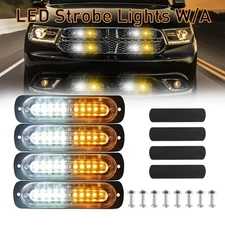 10LED Blinker Amber/White Strobe Lights Emergency Flash Warning Lamps Car Truck