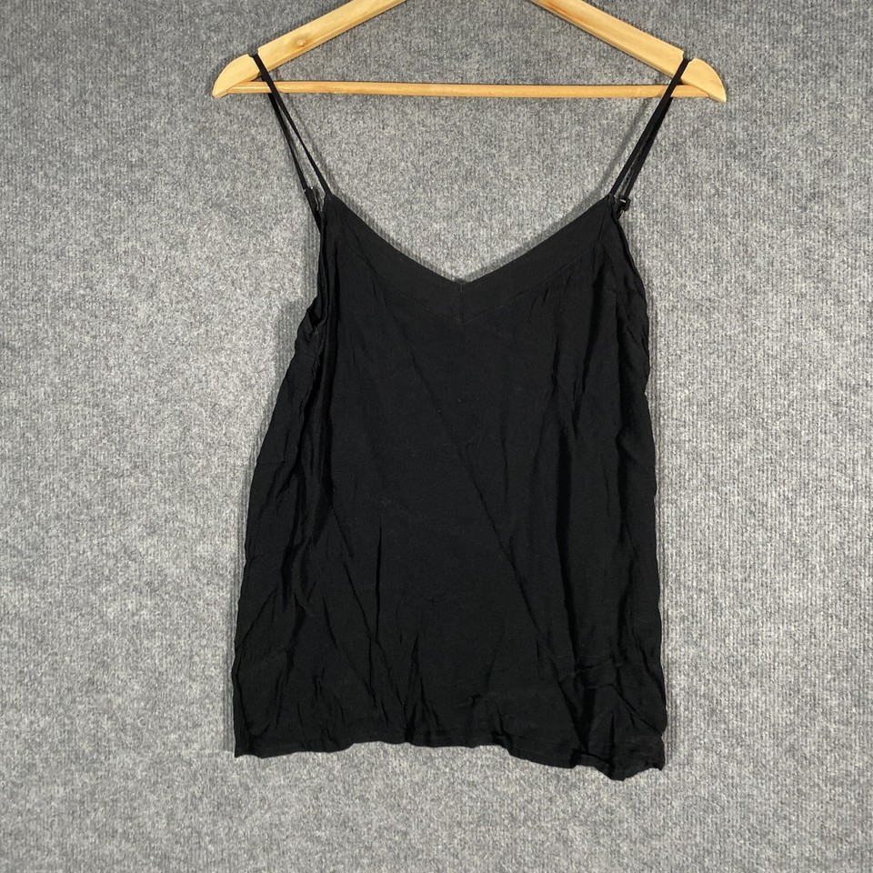 Ebony Eve Tank Top Womens 8 Black Camisole V Neck Summer Casual Basic Staple