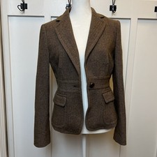 J Crew Jacket Sz 2 Wool Blend Schoolboy Blazer Tweed Houndstooth Preppy Academia