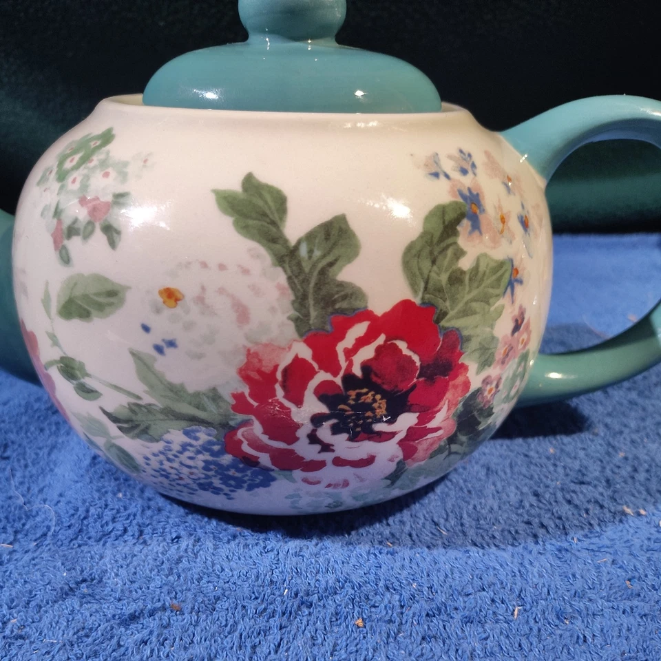 Tetera cerámica jardín campo mujer pionera estampado floral cocina comedor Foto 2 de 4