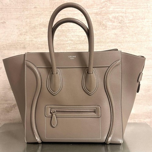 CELINE Micro Luggage Beige Genuine Leather Women Used From Japan