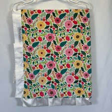 Minky Couture Baby Blanket Infant 38x32 Satin Ruffle Flowers Pink Posh Gift Boho