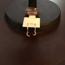 Sterling Forever, 925 Silver CZ Pave Crescent Moon Drop Huggie Earrings