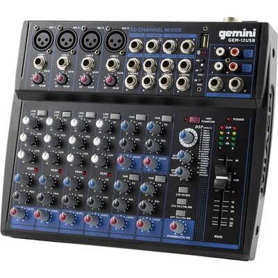 Gemini Sound Professional Audio Equipment GEM-12USB Compact Rotary 12 Channels L