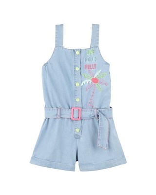 Billieblush Denim Embroidered One-Piece Blue 4Y
